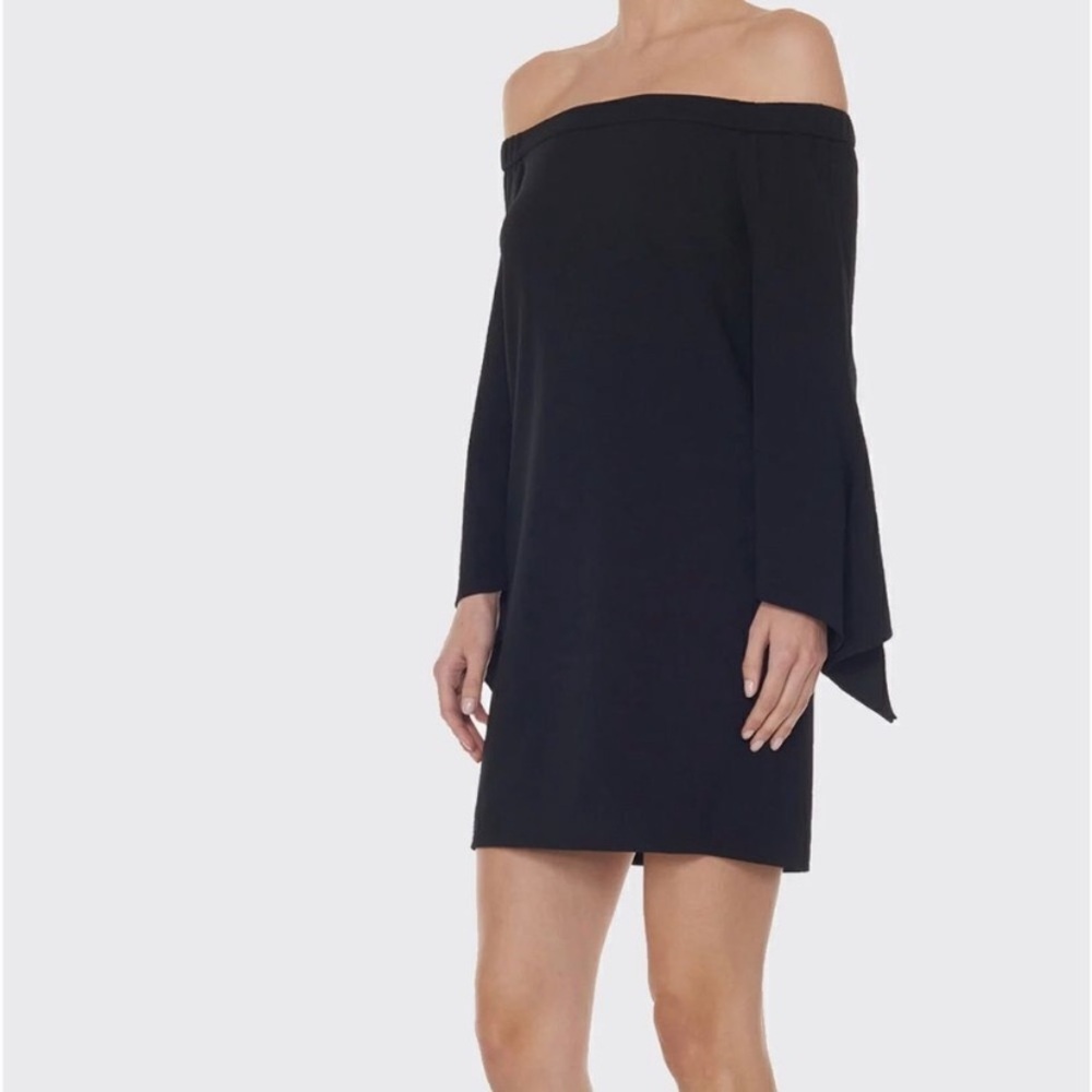 TIBI crepe off the shoulder Navy blue dress